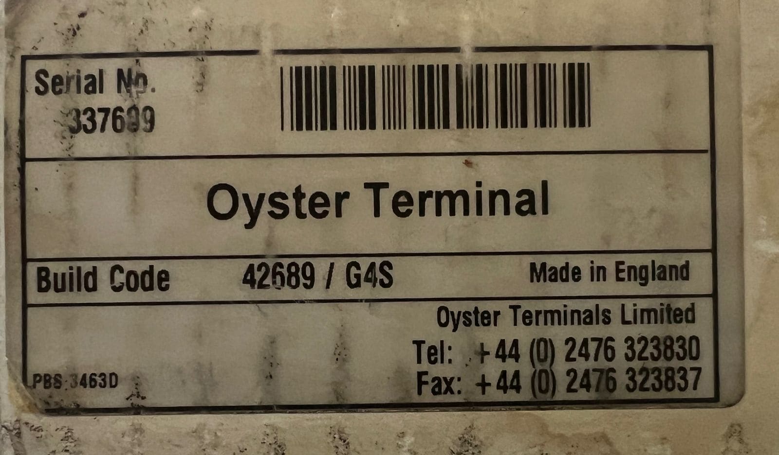 SF-Control Oyster Terminal St 100s Service Terminal thumbnail