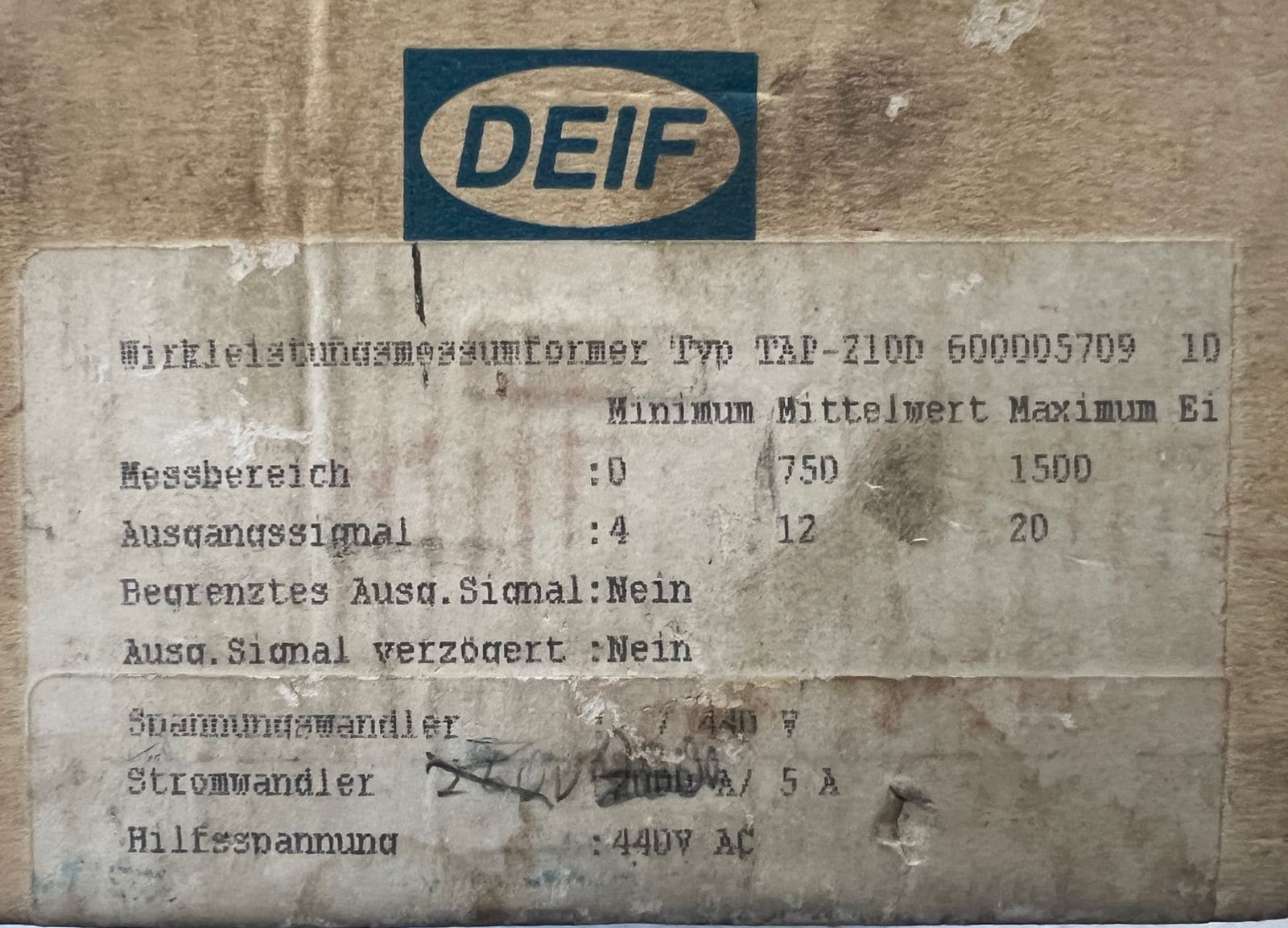 Deif Tap 210dg/3 Inwatt Transducer thumbnail