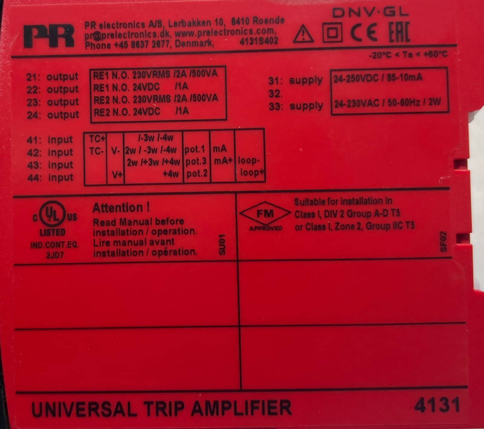 PR Electronics 4131 Universal Trip Amplifier 191367648 thumbnail