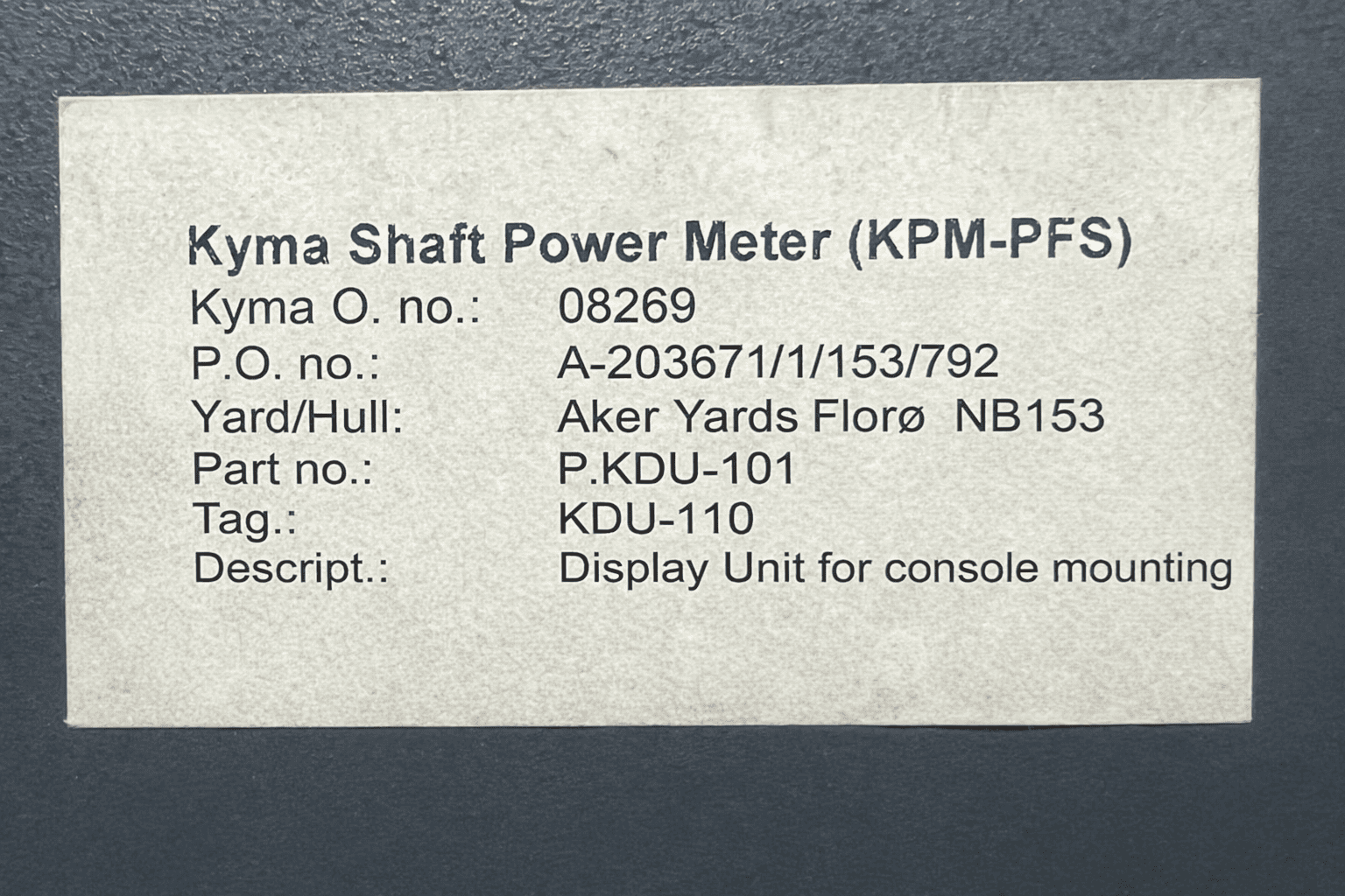 KYMA P.KDU-101 PERFOMANCE MONITOR KDU-110 thumbnail