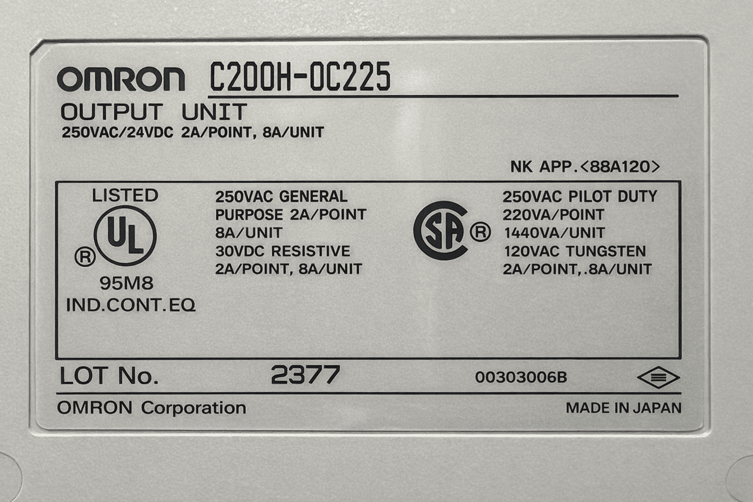 OMRON C200H-0C225 OUTPUT UNIT C200H0C225 thumbnail