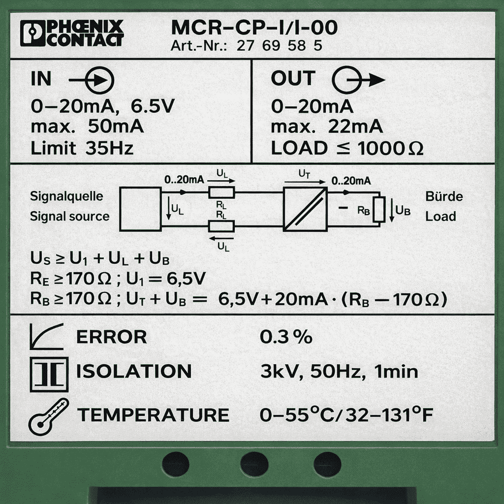 PHOENIX MCR-CP-I/I-00 Repeater Power Supply 2769585 thumbnail