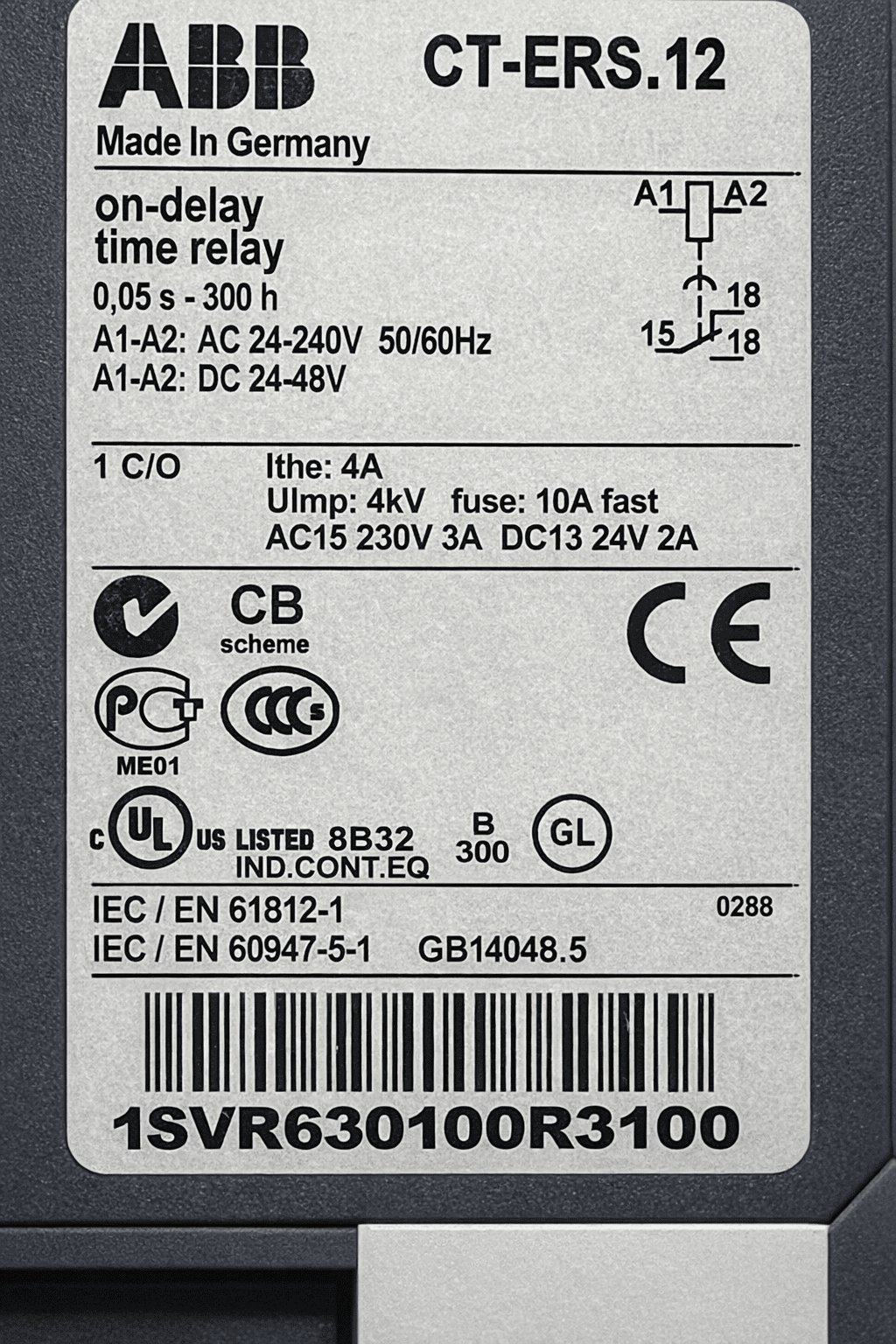 ABB CT-ERS.12 ON-DELAY TIME RELAY 1SVR630100R3100 thumbnail