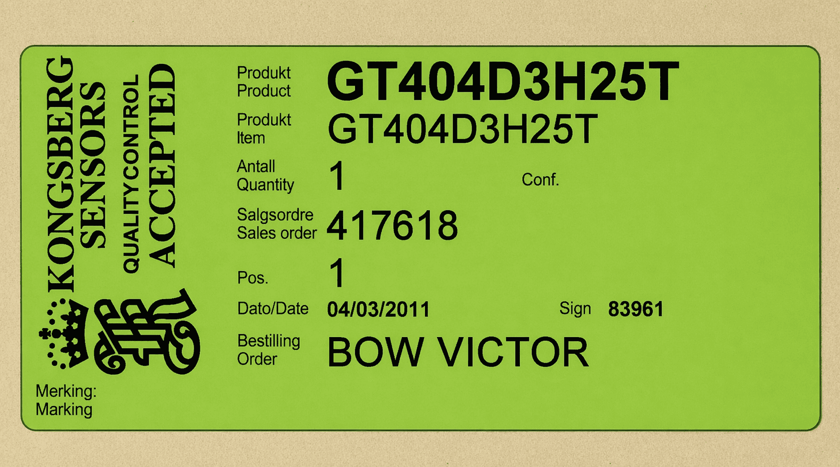 KONGSBERG GT404D3H25T PRESSURE TRANSMITTER 127080 thumbnail