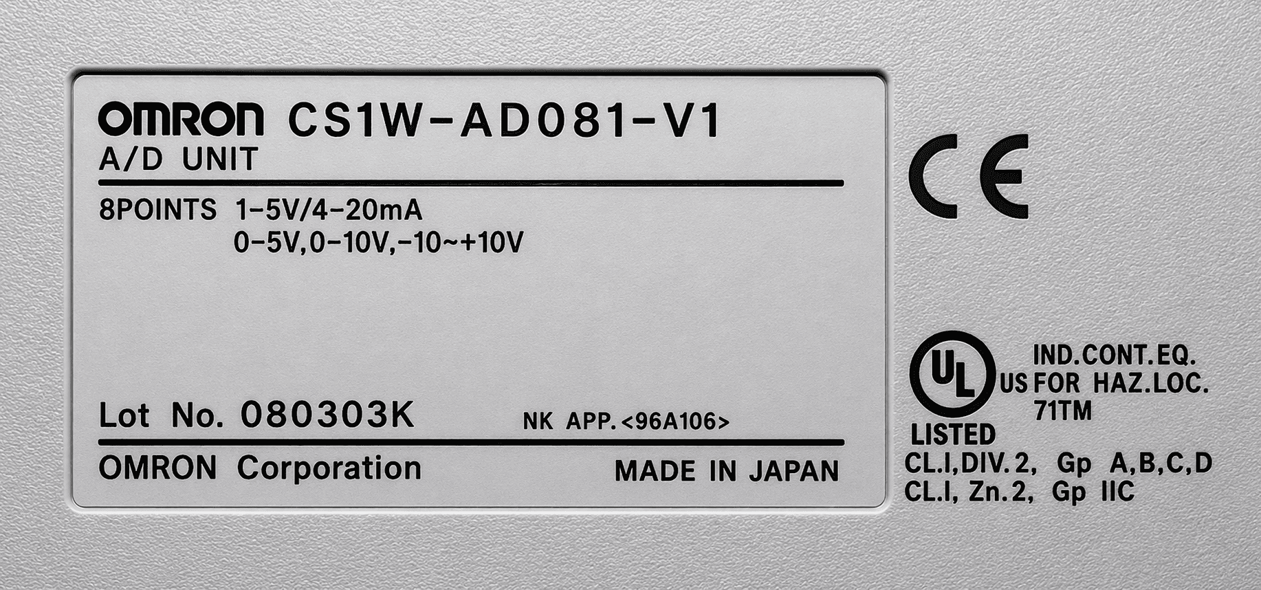 OMRON CS1W-AD081-V1 ANALOG INPUT MODULE thumbnail