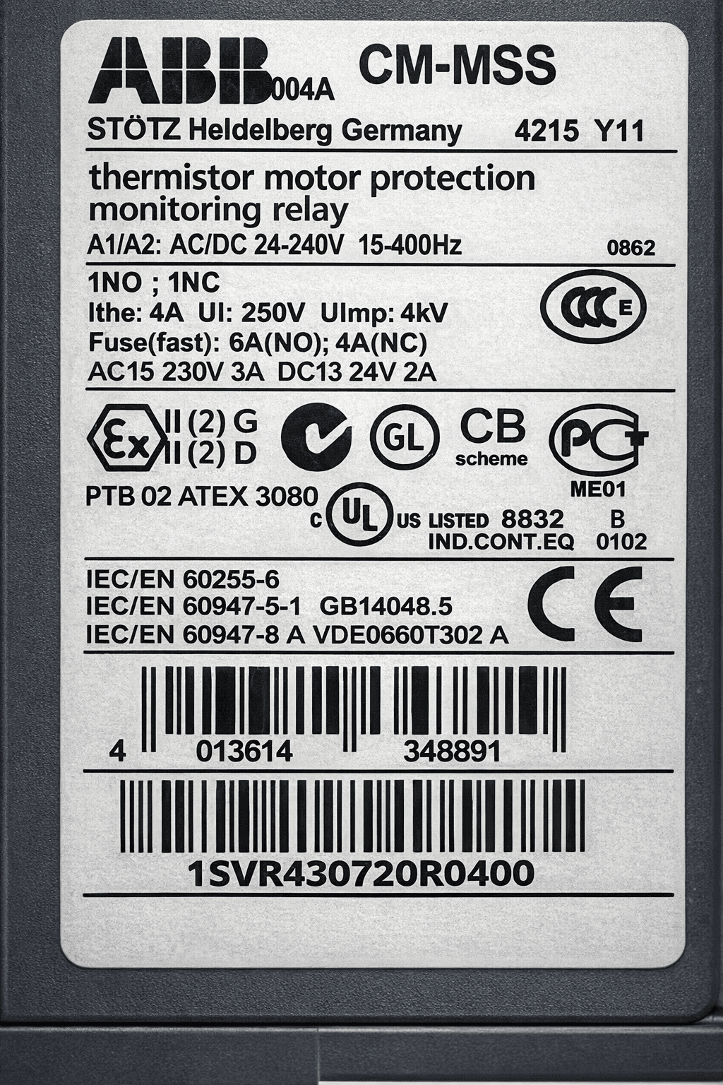 ABB CM-MSS MONITORING RELAY 1SVR430720R0400 thumbnail