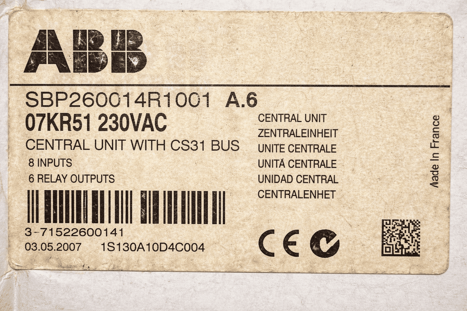 ABB 07KR51 PLC MODULE 1SBP260014R1001 thumbnail