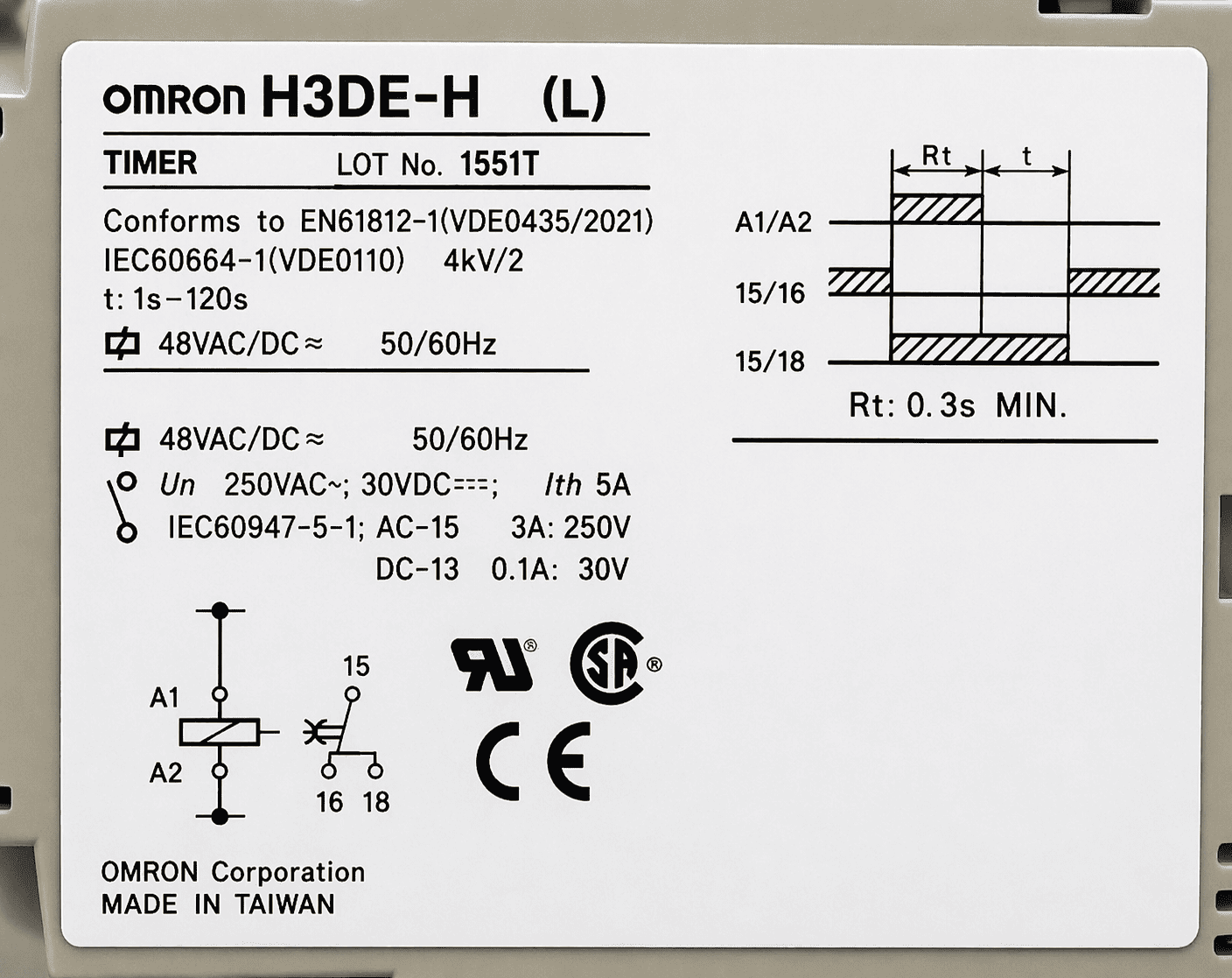 OMRON H3DE-H TIMER RELAY 48VAC/DC thumbnail