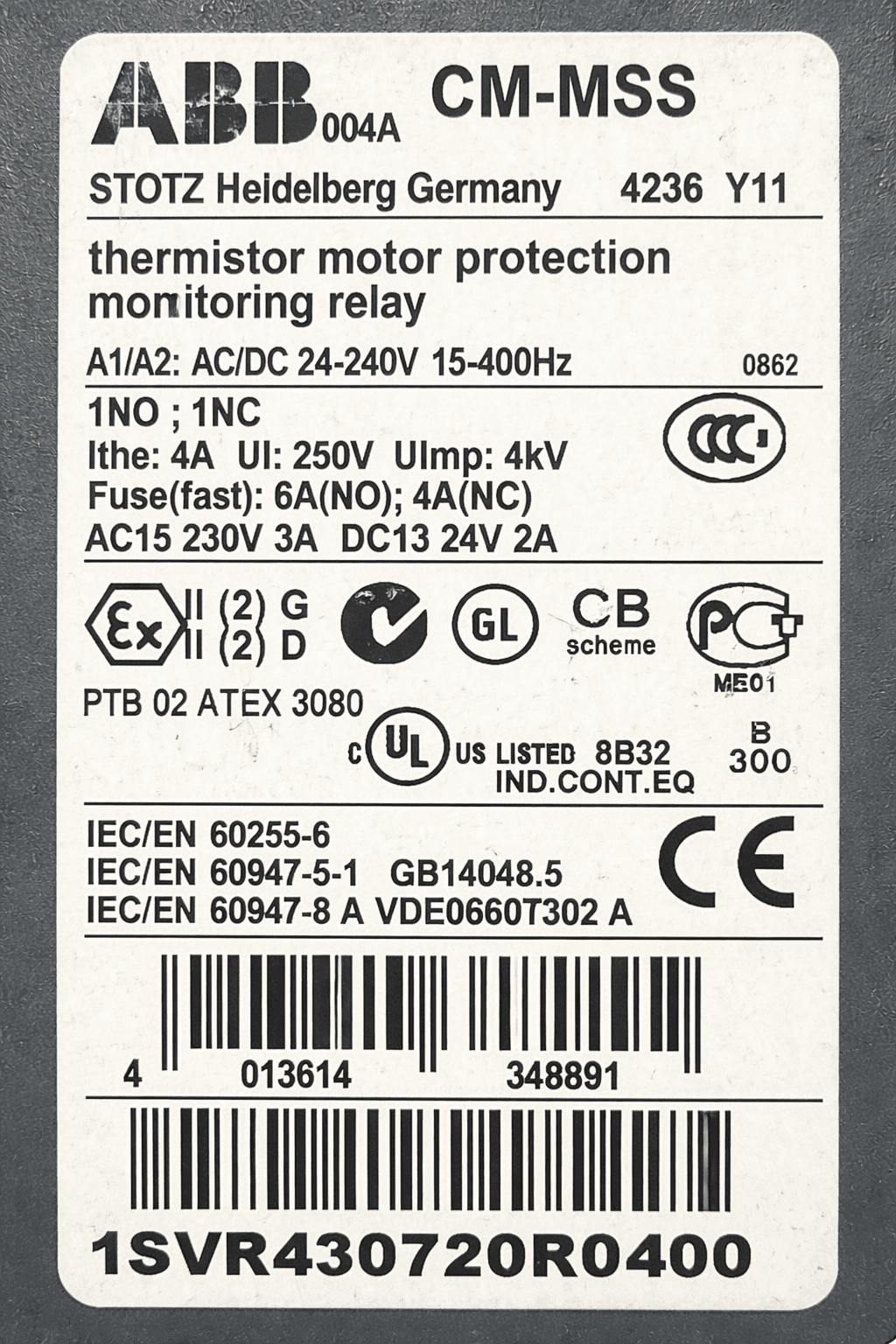 ABB CM-MSS MOTOR PROTECTION RELAY CM-MSS.31S thumbnail