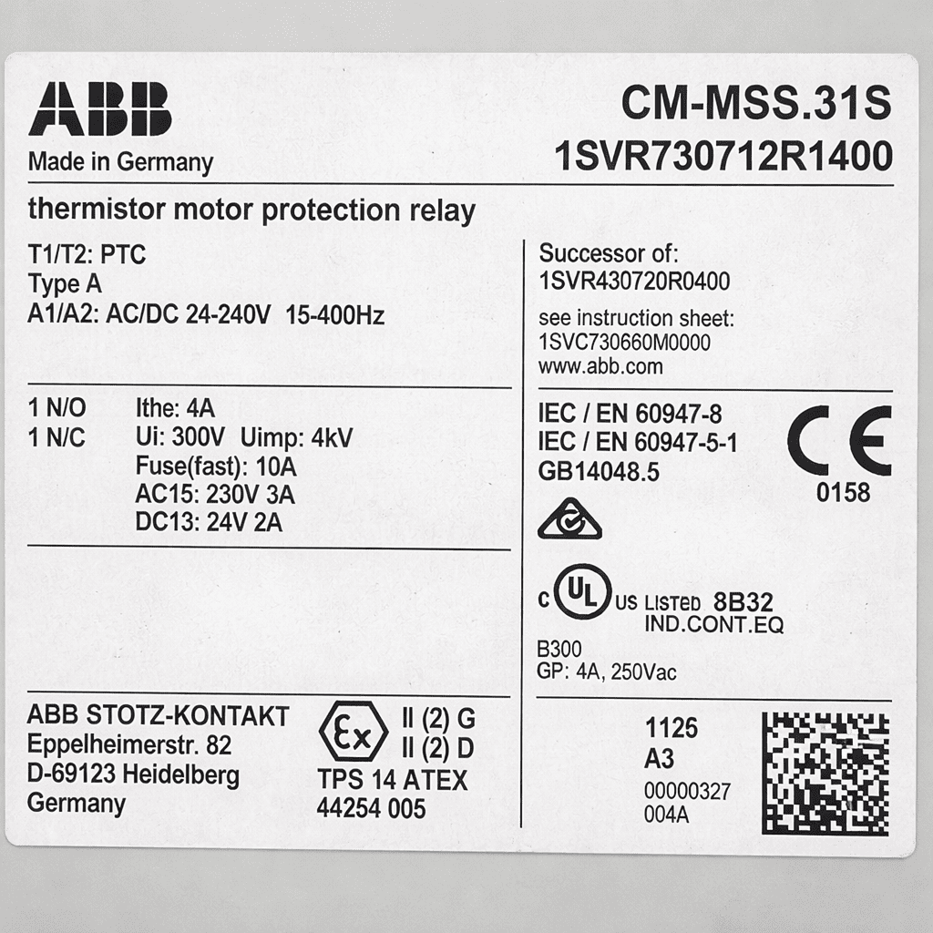 ABB CM-MSS MOTOR PROTECTION RELAY CM-MSS.31S thumbnail