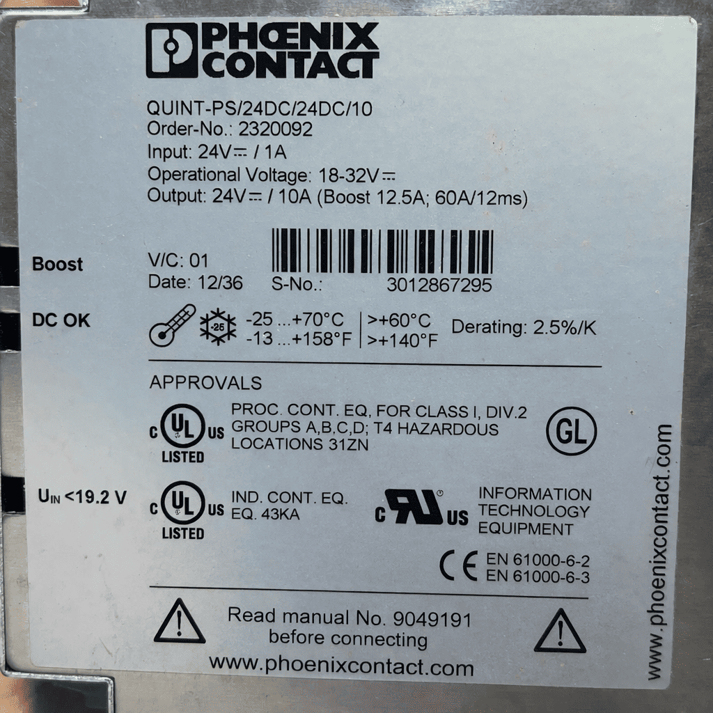 PHOENIX QUINT-PS/24DC/24DC/10A POWER SUPPLY 2320092 thumbnail