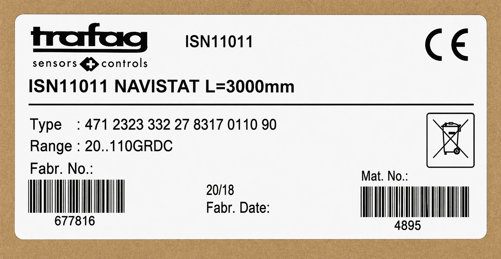 TRAFAG 471.2323 PRESSURE SENSOR 667263-006 thumbnail