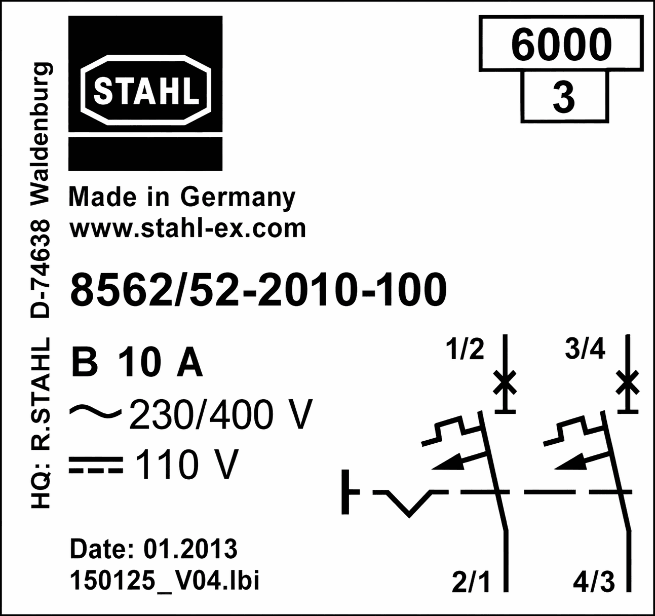 STAHL 8562/52-2010-100 POLE CIRCUIT BREAKER thumbnail