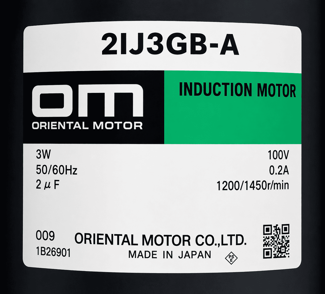 ORIENTAL 2IJ3GB-A INDUCTION MOTOR 1B26901 thumbnail
