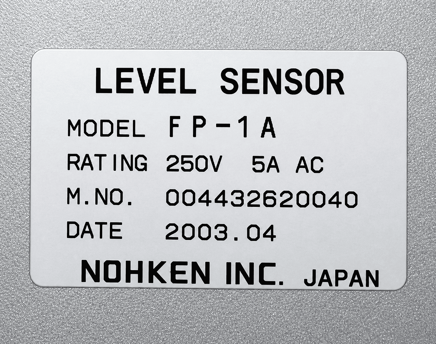 Nohken FP-1A  Level Sensor 004432620040 thumbnail