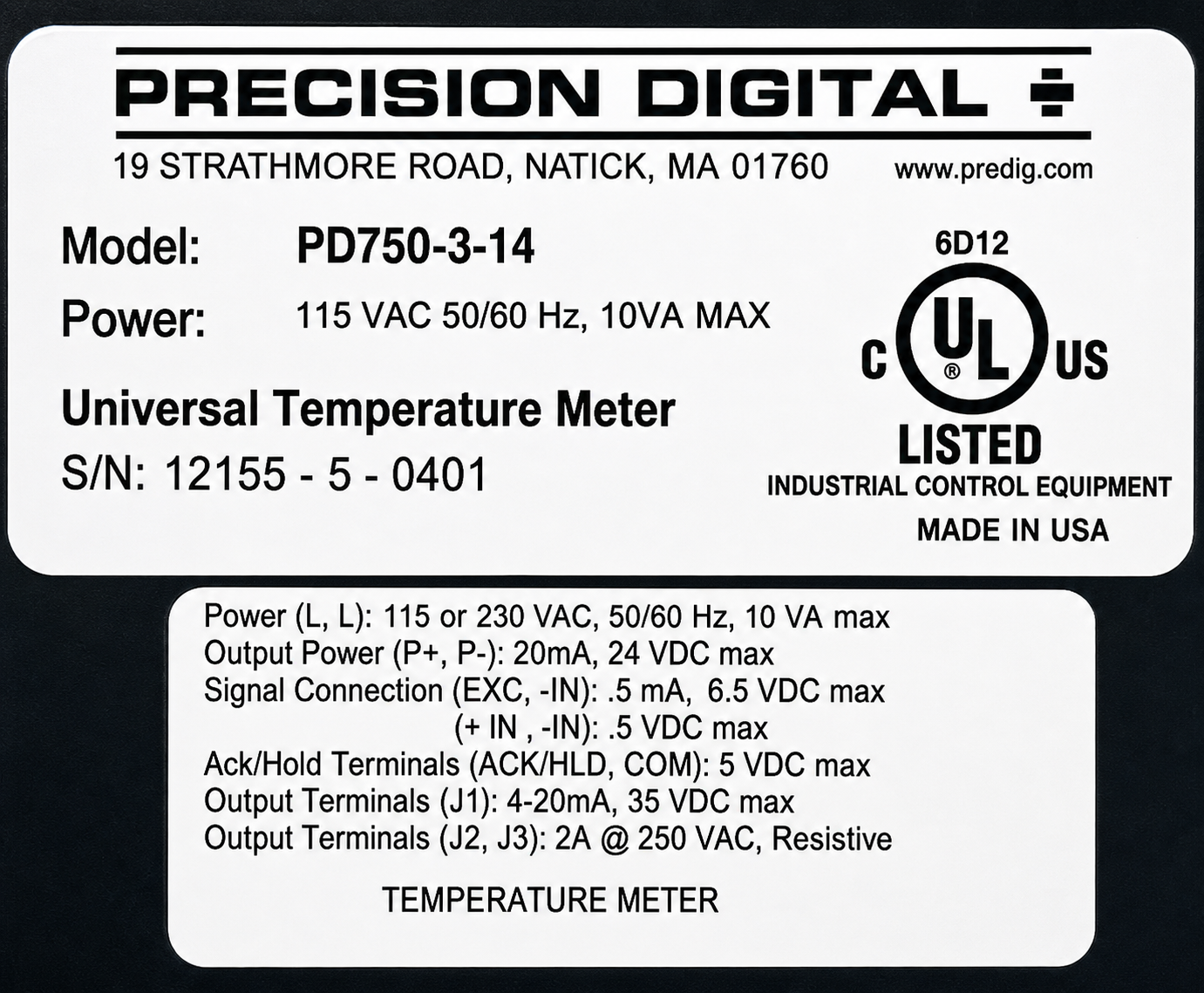 PRECISION DIGITAL PD750-3-14 UNIVERSAL TEMPERATURE METER thumbnail