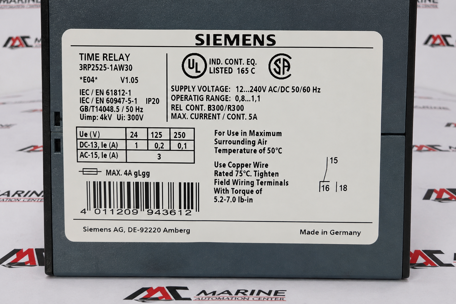 Siemens  Electronic Time Relay 3RP2525-1AW30