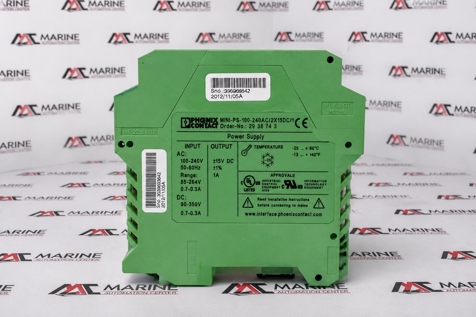 Phoenix Contact DIN Rail Switching Power Supply MINI-PS-100-240AC/2X15DC/1